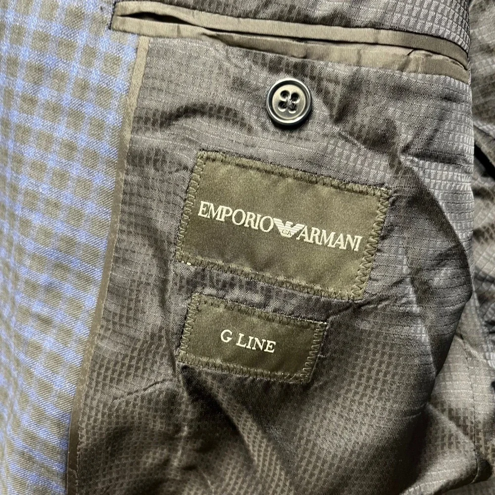 Emporio Armani blazer G Line Blue Black Super 130s Wool Check 54(40R) Sport coat